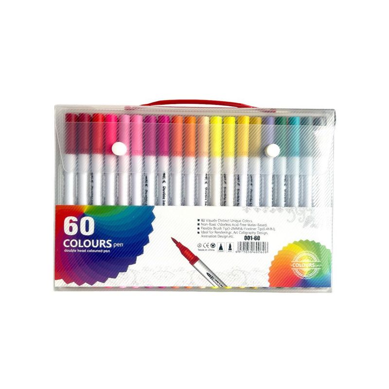 GENERICO - Maleta de 60 lápices de colores con doble punta.