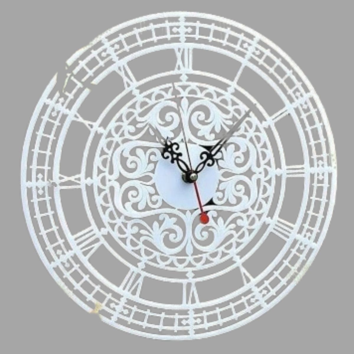 GENERICO - Reloj Artesanal Madera - Floral Blanca