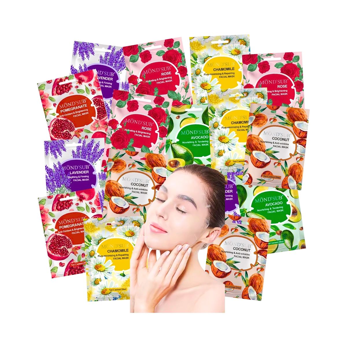 GENERICO - Pack X24 Mascarillas Faciales Hidratantes Surtidas Mondsub