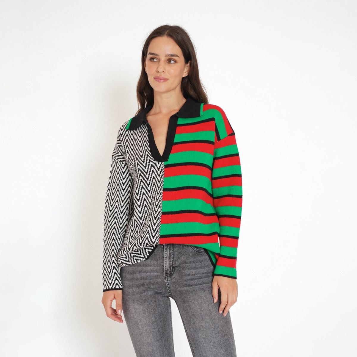 GUINDA - Sweater con Cuello Roses Guinda