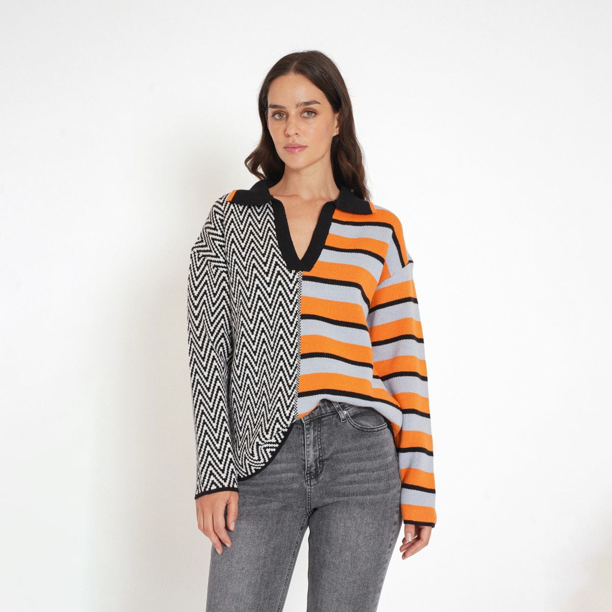 GUINDA - Sweater con Cuello Roses Guinda