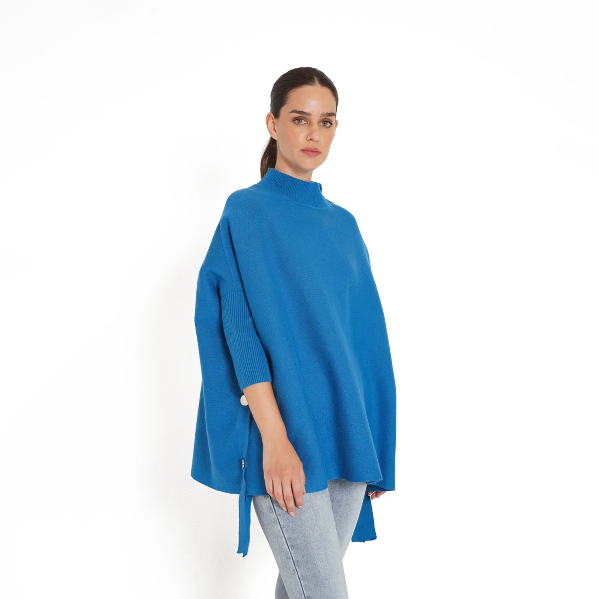 GUINDA - Sweater tipo poncho Strap Guinda