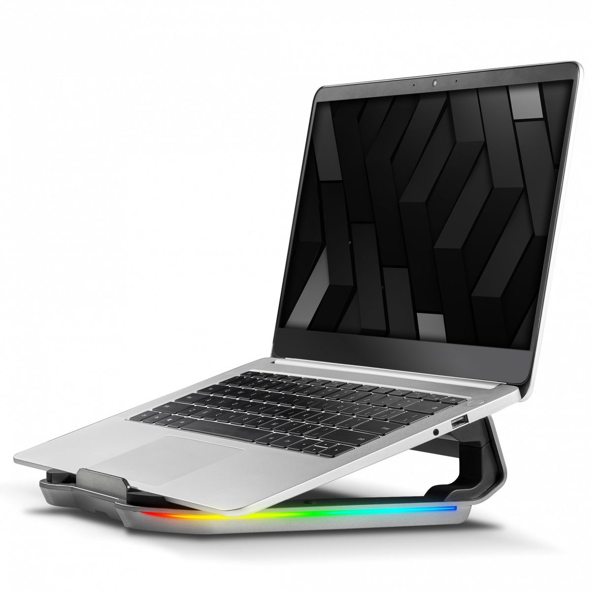 MAXELL - Soporte Elevado Maxell Para Laptop Con Hub De 4 Puertos 3.0