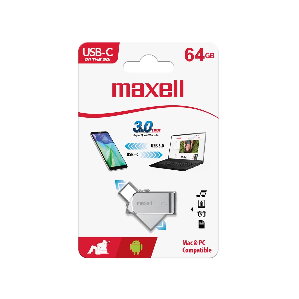 MAXELL - Pendrive Maxell OTG Tipo C Connector 64GB 3.0