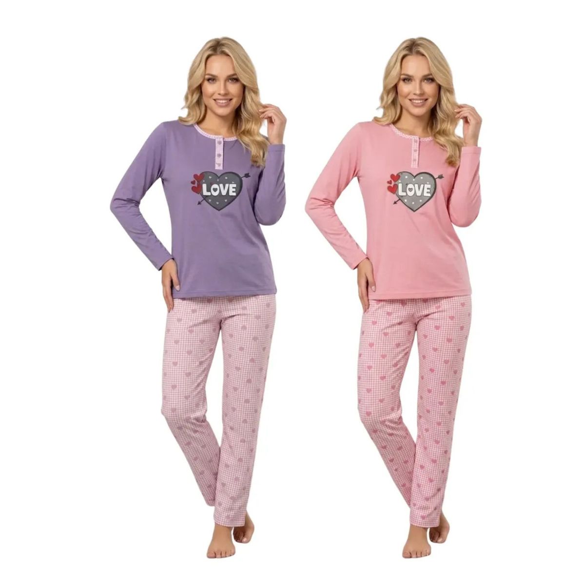 LOOK SHOP - Pack 2 Pijama Mujer Manga Larga. Pantalón y Polera 420