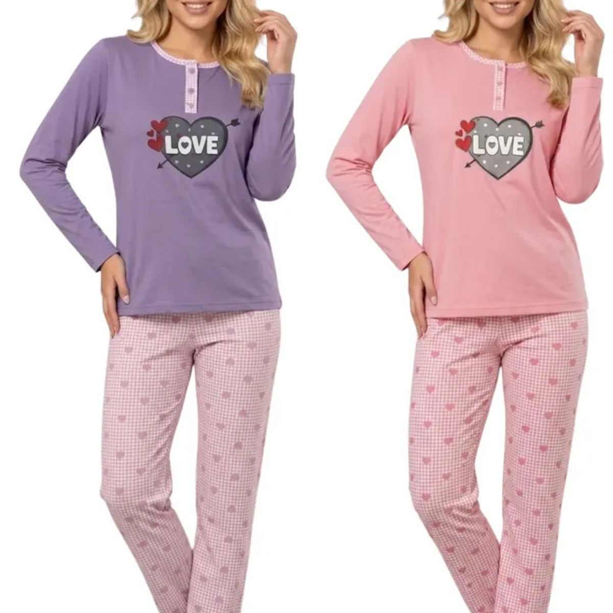 LOOK SHOP - Pack 2 Pijama Mujer Manga Larga. Pantalón y Polera 420