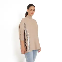 GUINDA - Sweater medio cuello tipo Poncho Fantasy