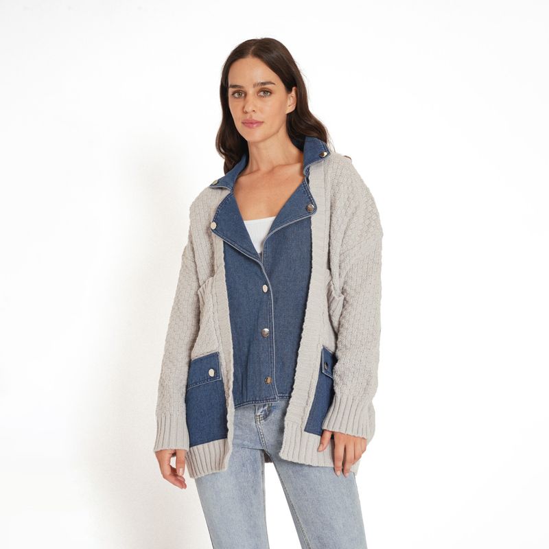 GUINDA - Chaqueta Jeans y Lana Cayetana Guinda