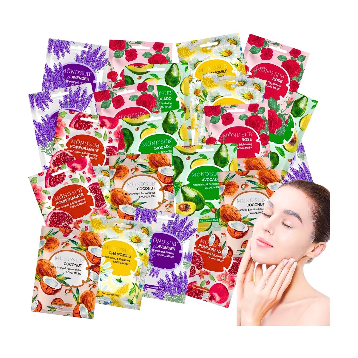 GENERICO - Pack X36 Mascarillas Faciales Hidratantes Surtidas Mondsub