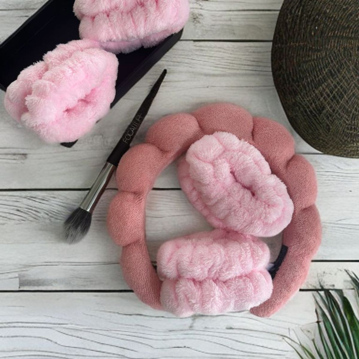 GENERICO - Diadema Cintillo + Muñequera Skincare Cabello Spa Color Rosa