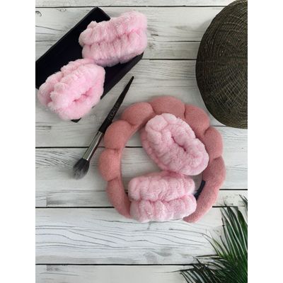 Imagen 2 del producto Diadema Cintillo + Muñequera Skincare Cabello Spa Color Rosa