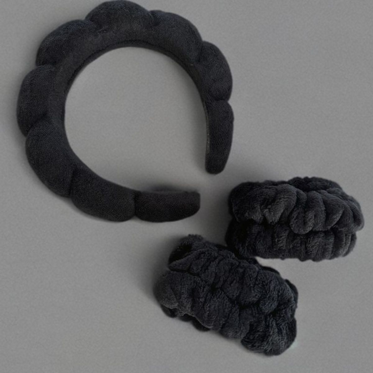 GENERICO - Diadema Cintillo + Muñequera Skincare Cabello Spa Color Negro