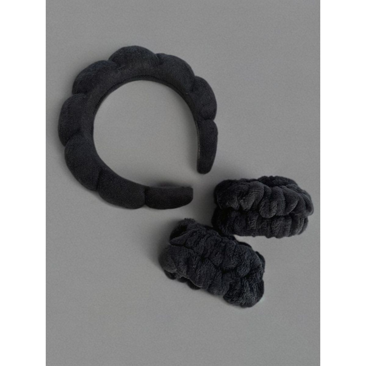 GENERICO - Diadema Cintillo + Muñequera Skincare Cabello Spa Color Negro