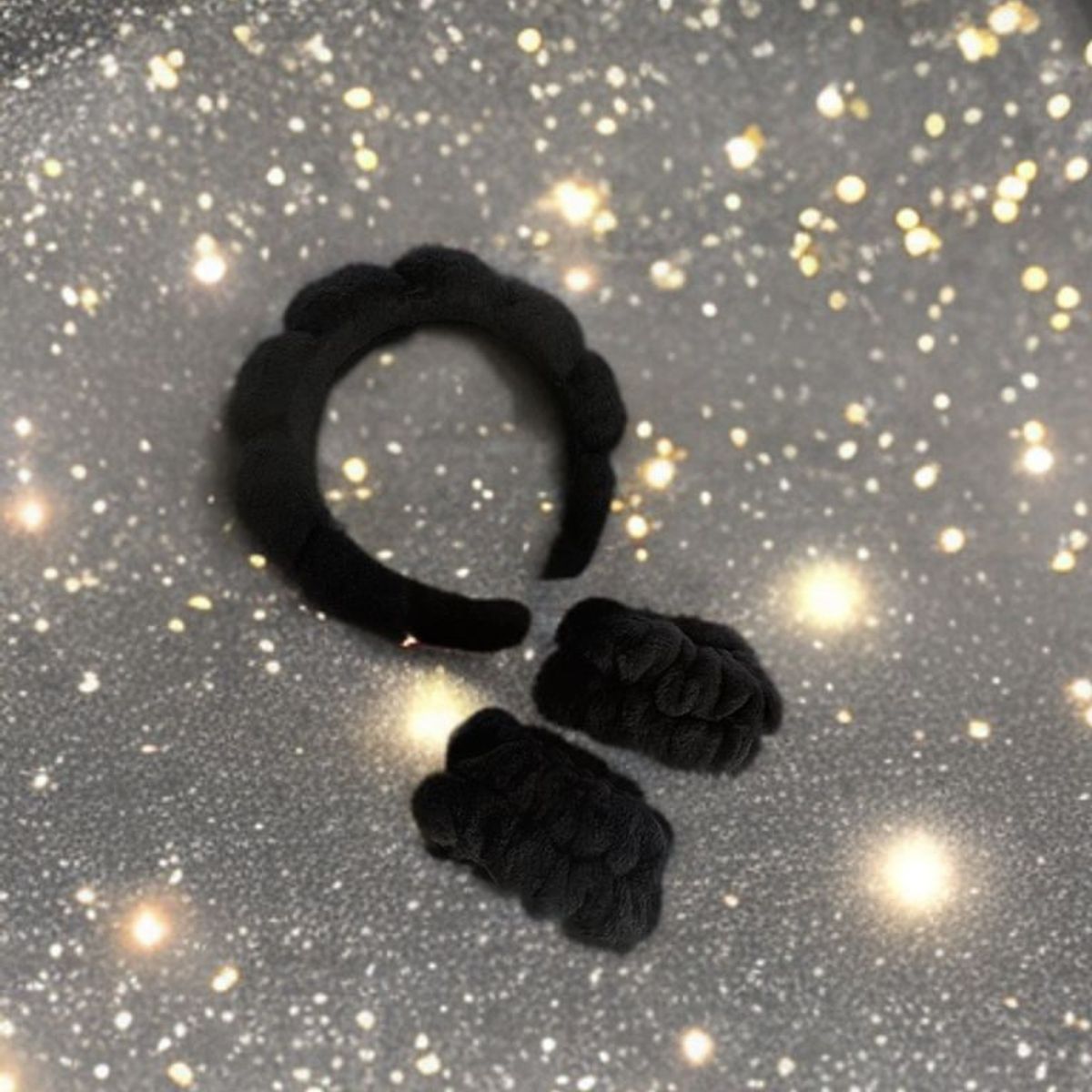 GENERICO - Diadema Cintillo + Muñequera Skincare Cabello Spa Color Negro