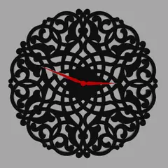 GENERICO - Reloj Artesanal Madera - Floral Negro