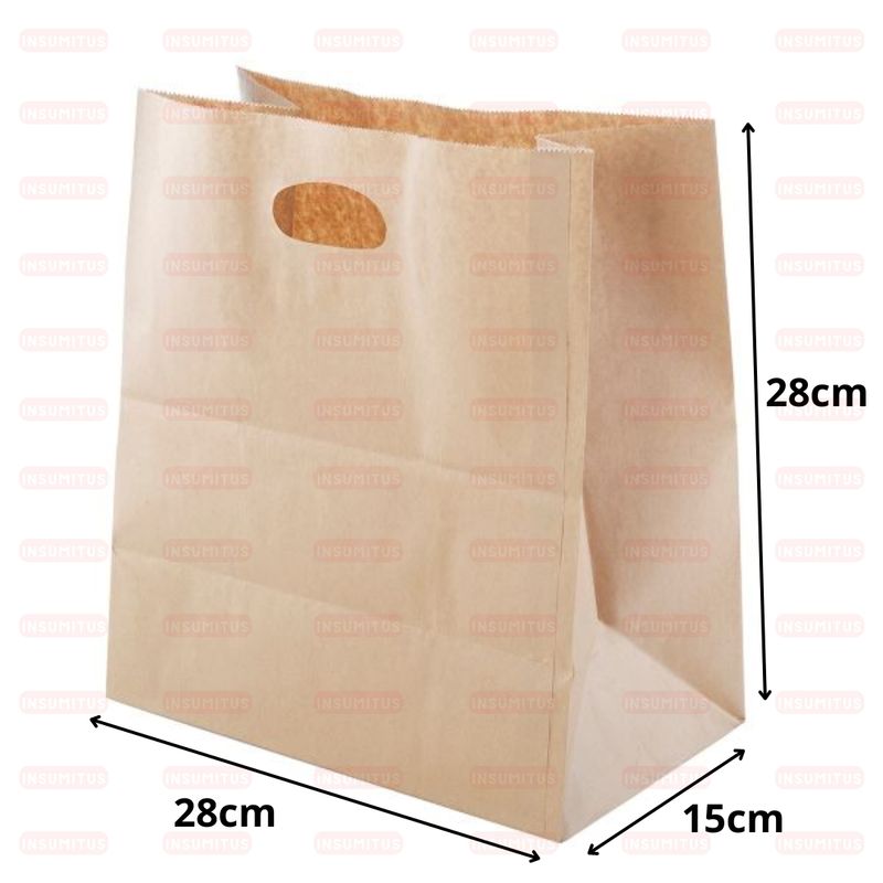 GENERICO - Bolsa Kraft con Manilla Riñon 28x15x28 25 unidades