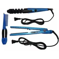 GENERICO - Kit de Plancha de Cabello Rizadora y Peine