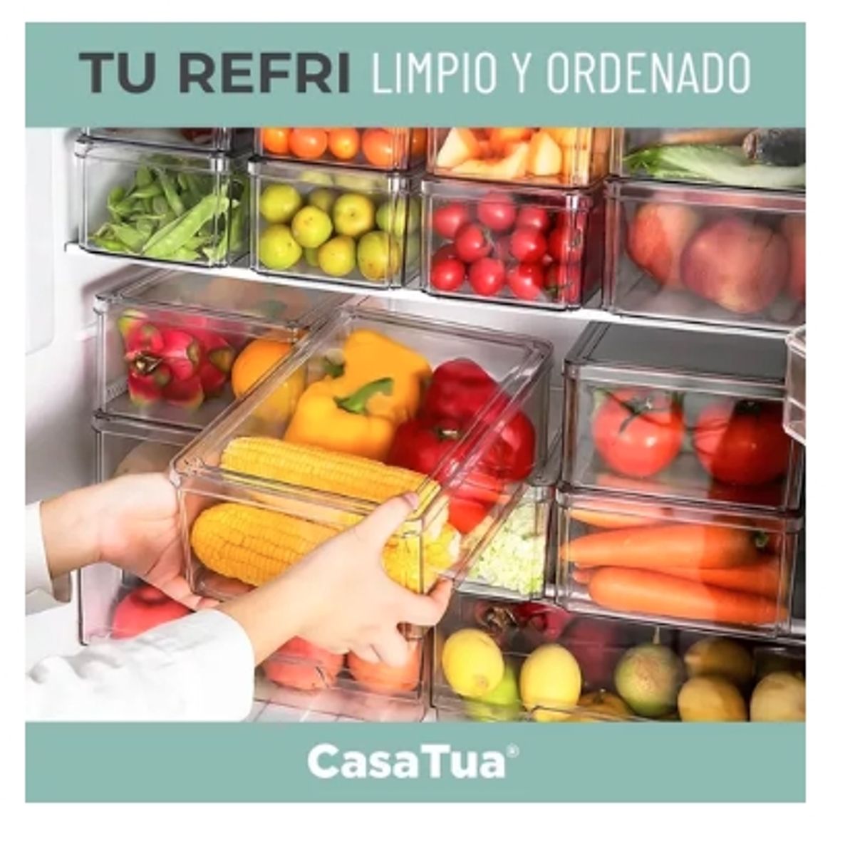 GENERICO - Organizador Refrigerador Cocina Set 8 Contenedores Con Tapa