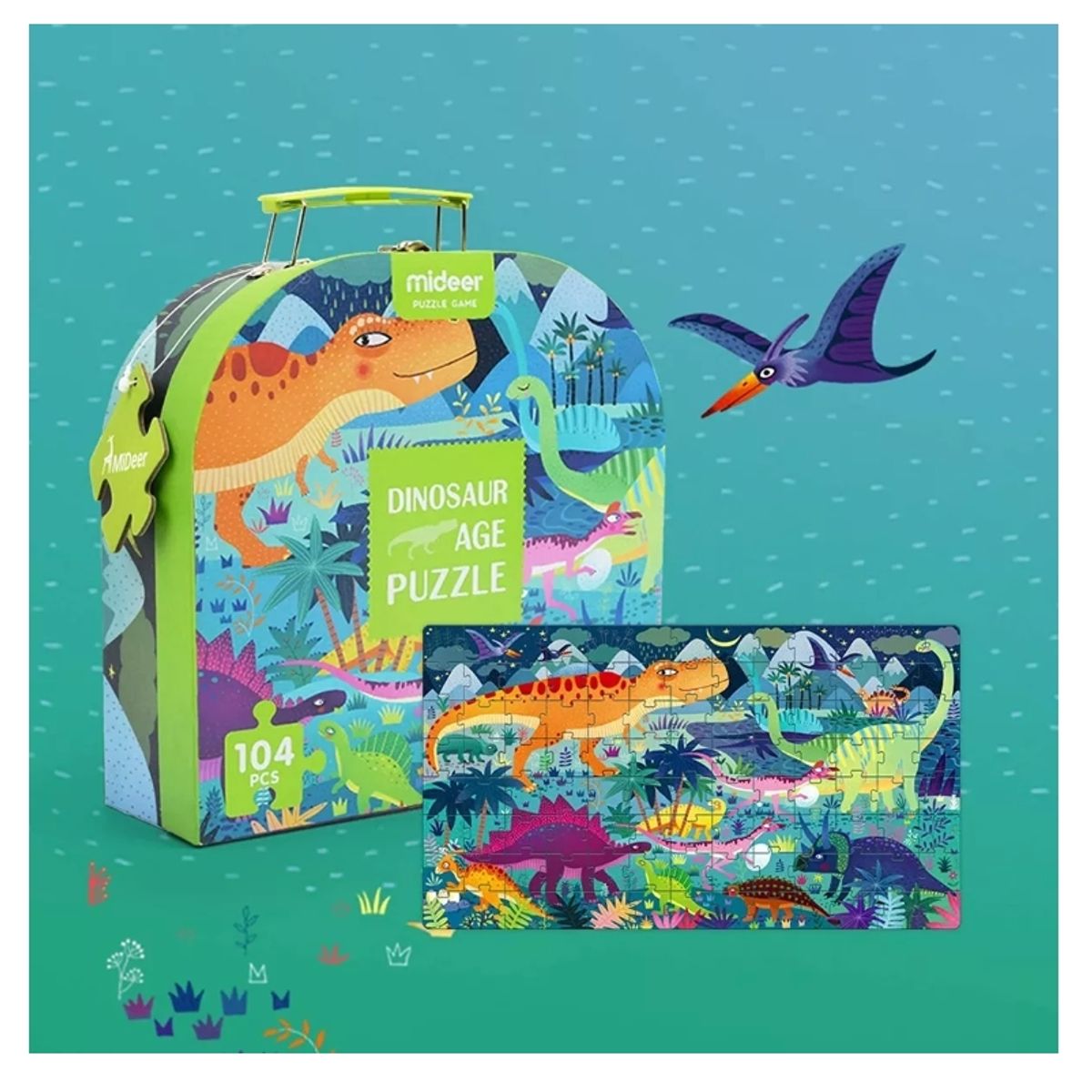 GENERICO - Maleta Puzzle Dinosaurios - Mideer - Rompecabezas
