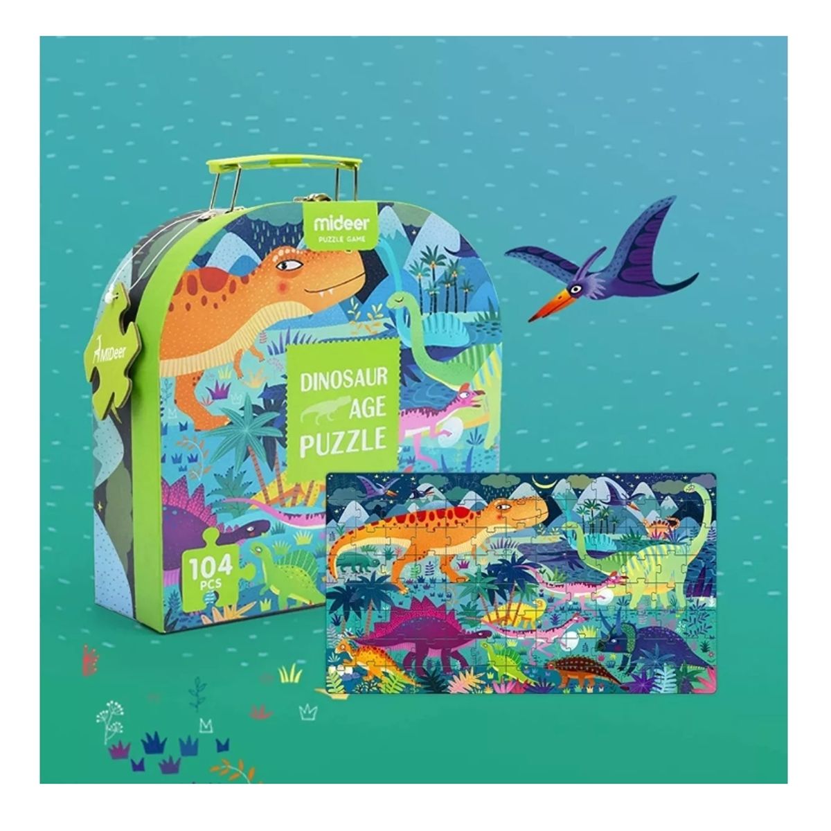 GENERICO - Maleta Puzzle Dinosaurios - Mideer - Rompecabezas
