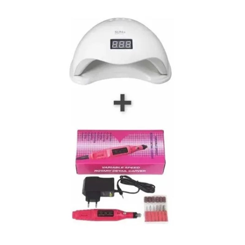 SUN - Kit Lampara Led Uv 48w Con Torno Pulidor Eléctrico Para Uñas