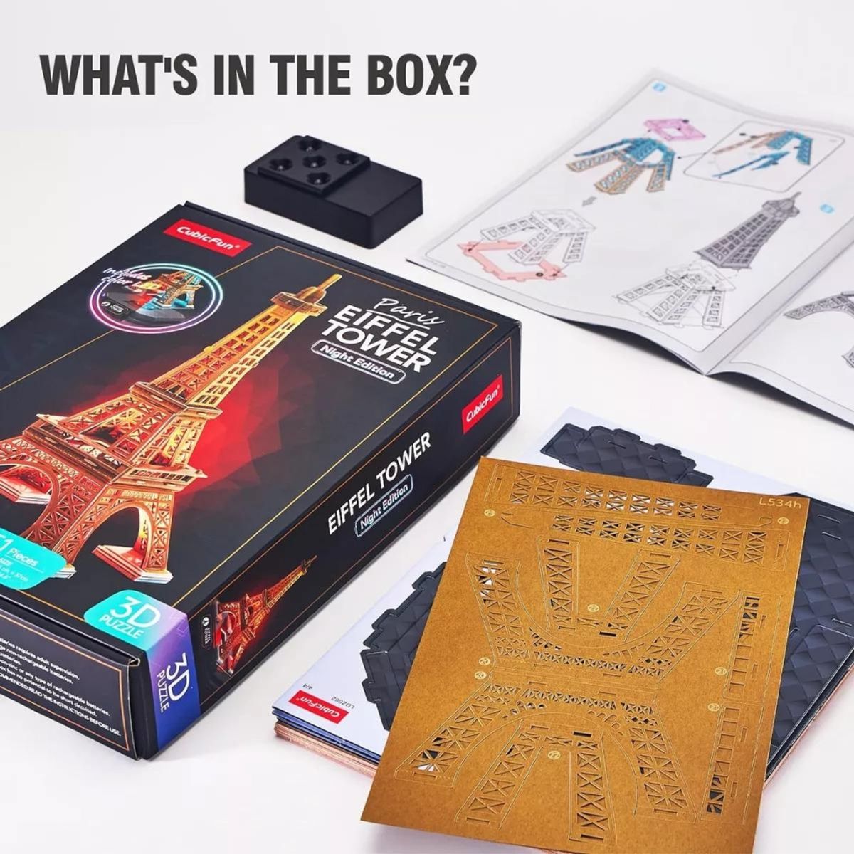 CUBICFUN - Puzzle 3D - Torre Eiffel LED Night Edition- CUBICFUN