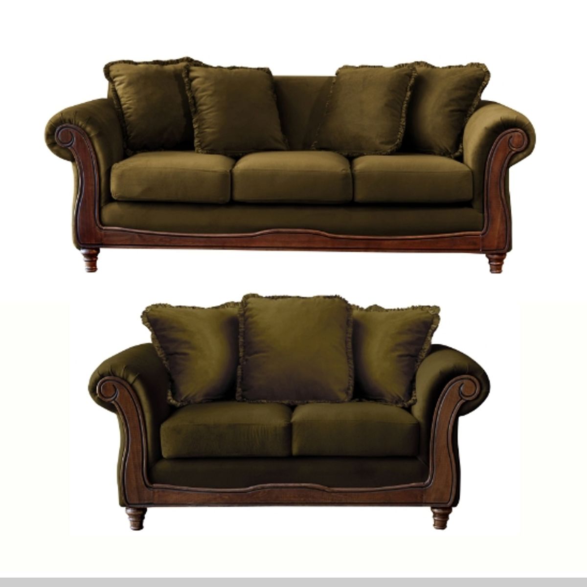 LATAM HOME - Juego de Living Rimini 3-2 Tela Velvet Verde