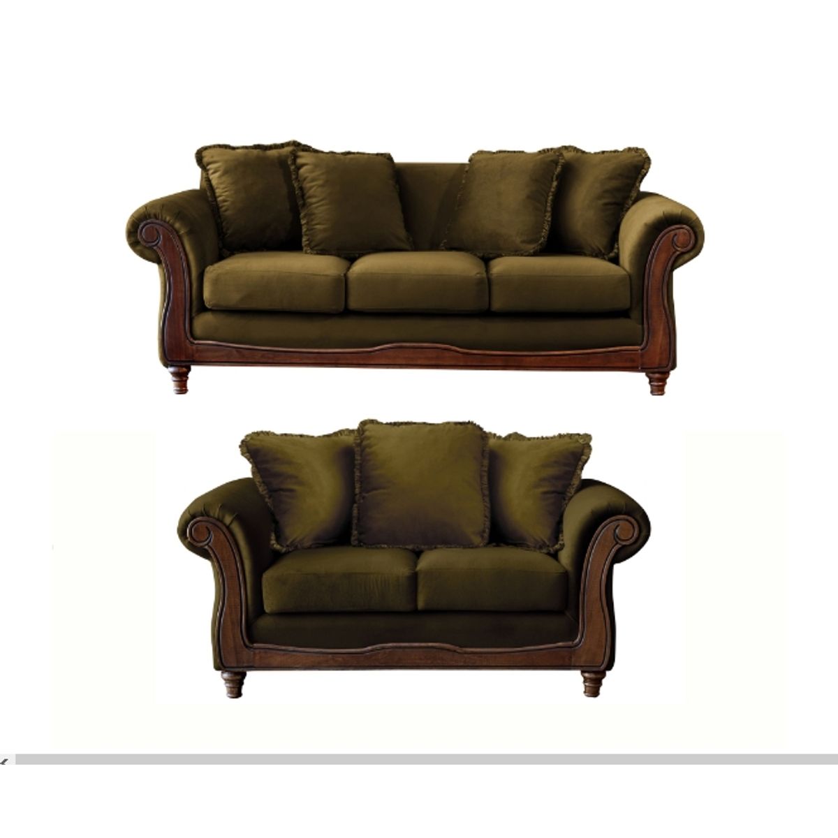 LATAM HOME - Juego de Living Rimini 3-2 Tela Velvet Verde