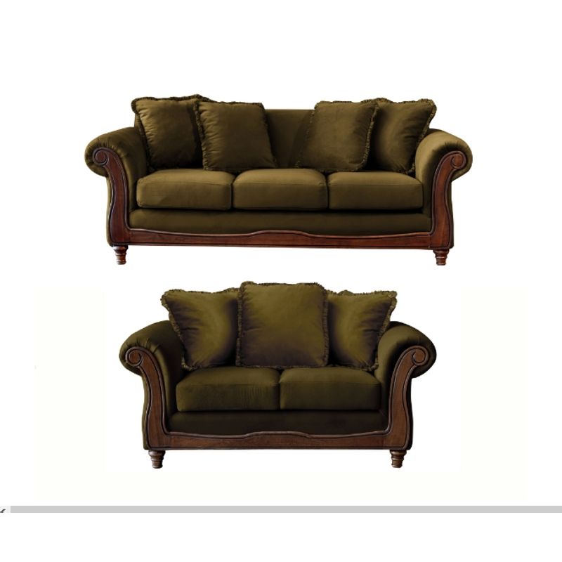 LATAM HOME - Juego de Living Rimini 3-2 Tela Velvet Verde