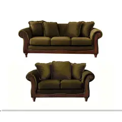 LATAM HOME - Juego de Living Rimini 3-2 Tela Velvet Verde