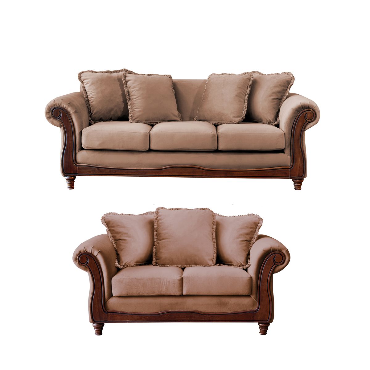 LATAM HOME - Juego de Living Latam Home Rimini 3-2 Tela Velvet Beige