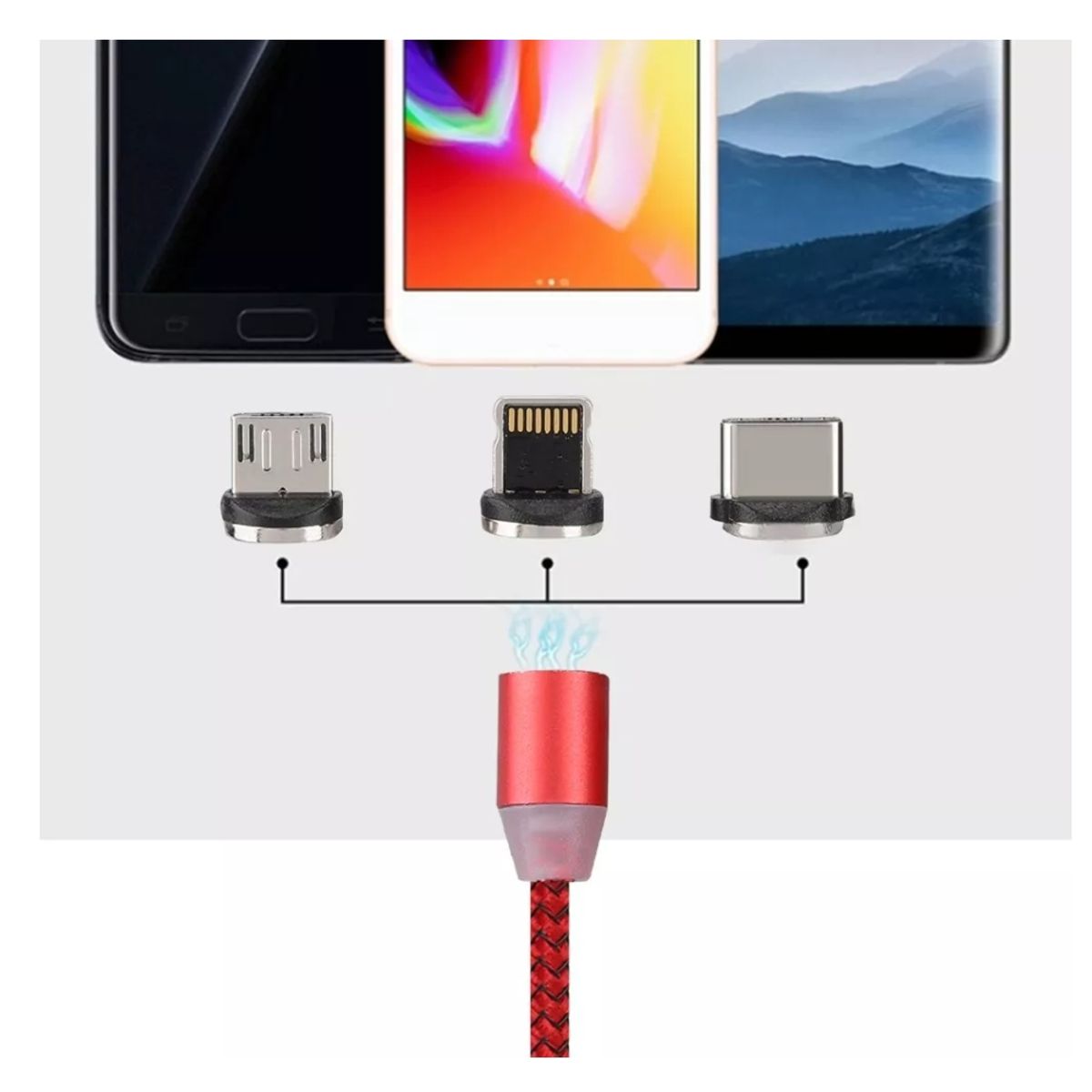 GENERICO - Cable Magnetico Premium 3 En 1 / Carga Rapida / 1 Metros