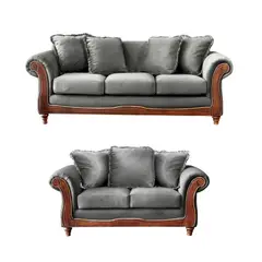 LATAM HOME - Juego de Living Rimini 3-2 Tela Velvet Gris