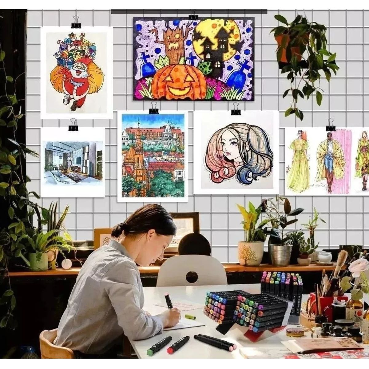 GENERICO - Set De 168 Marcadores Plumones Doble Puntar (PREMIUM)