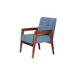LATAM HOME - Sitial Munich Azul Petróleo, Tapiz Velvet, Madera