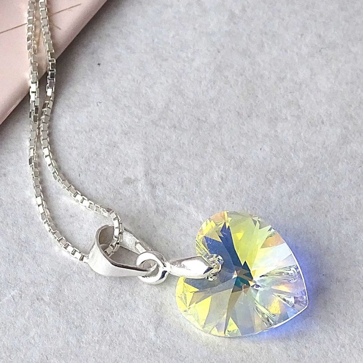 MABELITA - Cadena De Plata veneciana con Cristal Corazón AB