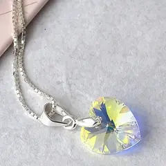 MABELITA - Cadena De Plata veneciana con Cristal Corazón AB