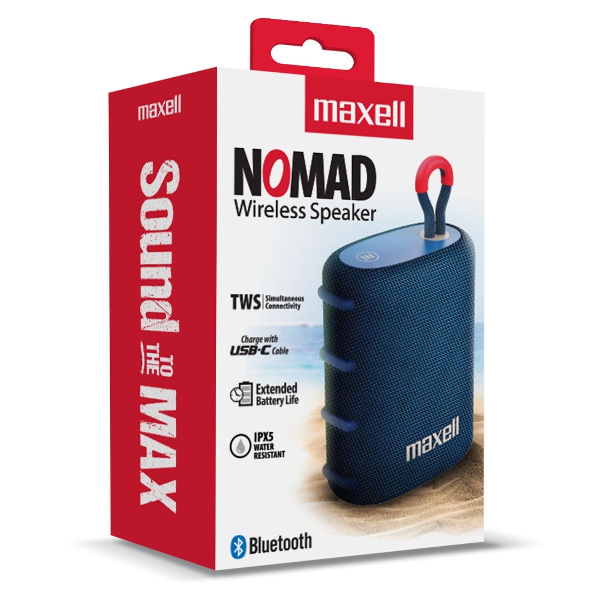 MAXELL - Parlante Bluetooth Portátil Maxell Nomad Tws 15 Hr Ipx5 Azul