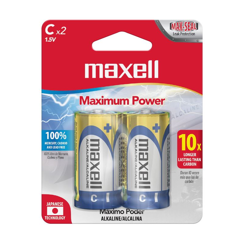 MAXELL - Pack 2 Pilas Alcalinas Maxell Tipo C