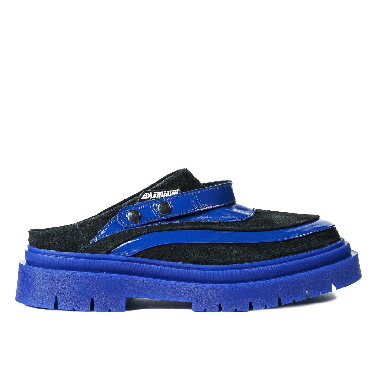 LANDAZURI - Zapato Cuero Mule Adriático Azul Negro Landazuri