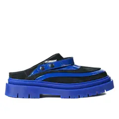 LANDAZURI - Zapato Cuero Mule Adriático Azul Negro
