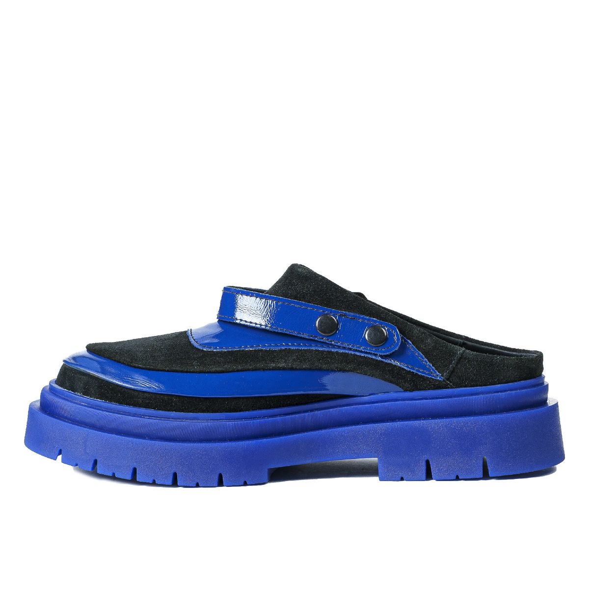 LANDAZURI - Zapato Cuero Mule Adriático Azul Negro Landazuri