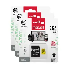 MAXELL - Pack 3 Tarjetas Micro SD 32GB CLASE 10