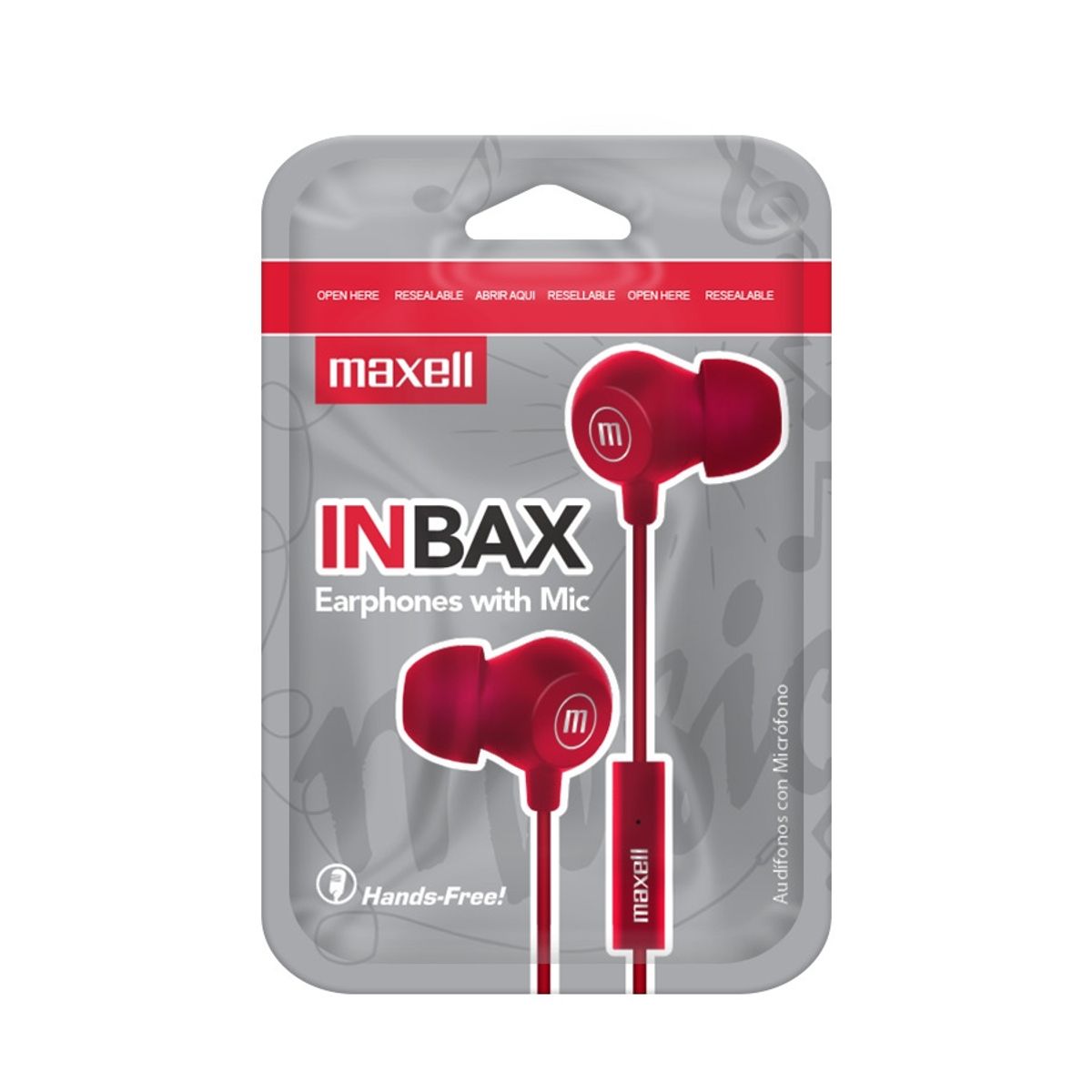 MAXELL - Audífonos Maxell IN-BAX Con Micrófono In Ear 3.5mm Rojo