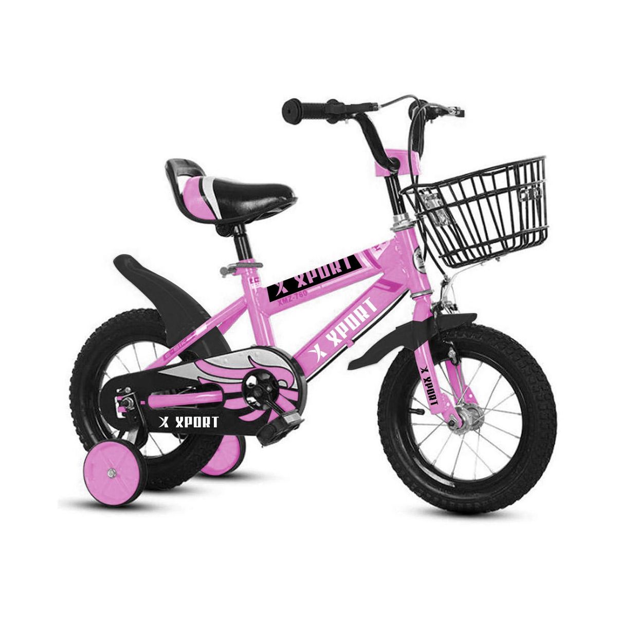 XPORT - Bicileta Infantil Xport aro 12 con ruedas de entrenamiento - Rosa claro