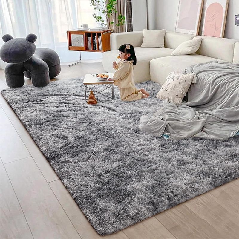 GENERICO - alfombra peludita gris jaspeado antideslizante 180x200 cm