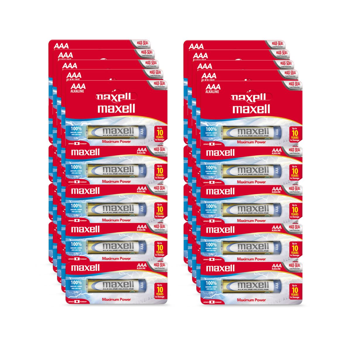 MAXELL - Pack 50 Pilas Alcalinas Maxell Tamaño AAA