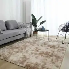 GENERICO - Alfombra DE INVIERNO PELUDA BEIGE JASPEADO antideslizante 180x200 cm