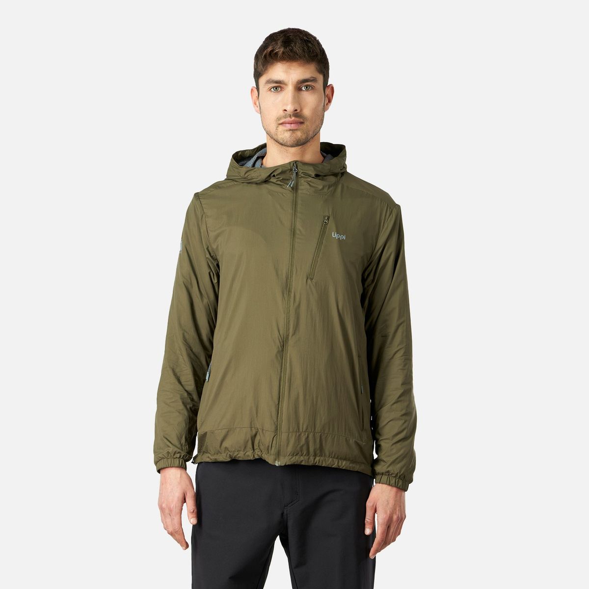LIPPI - Chaqueta Hombre Spry Windbreaker Nano-F Hoody Jacket Verde Oscuro Lippi
