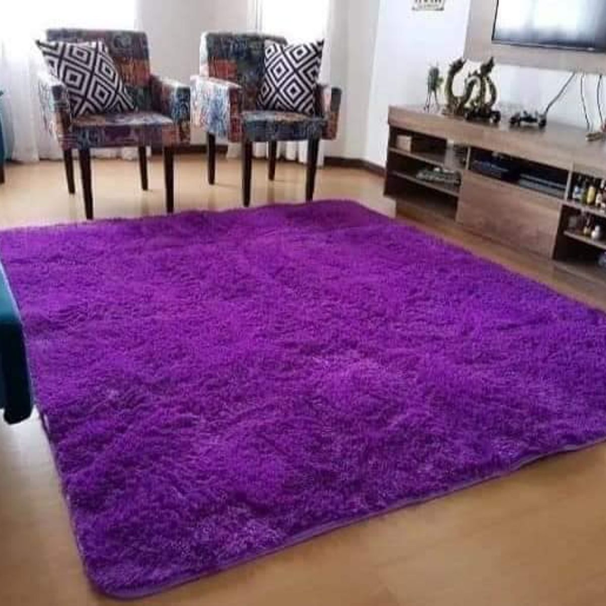 GENERICO - alfombra DE INVIERNO PELUDA MORADO UNICOLOR antideslizante 180x200 cm